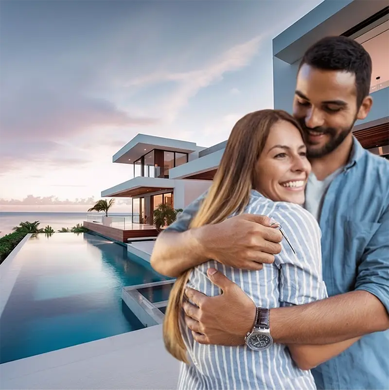 Couple enjoying a luxury villa in Portugal with infinity pool by the sea - Why move to Portugal?