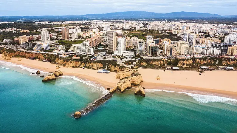 Coastal line and beaches in Portimão, Algarve