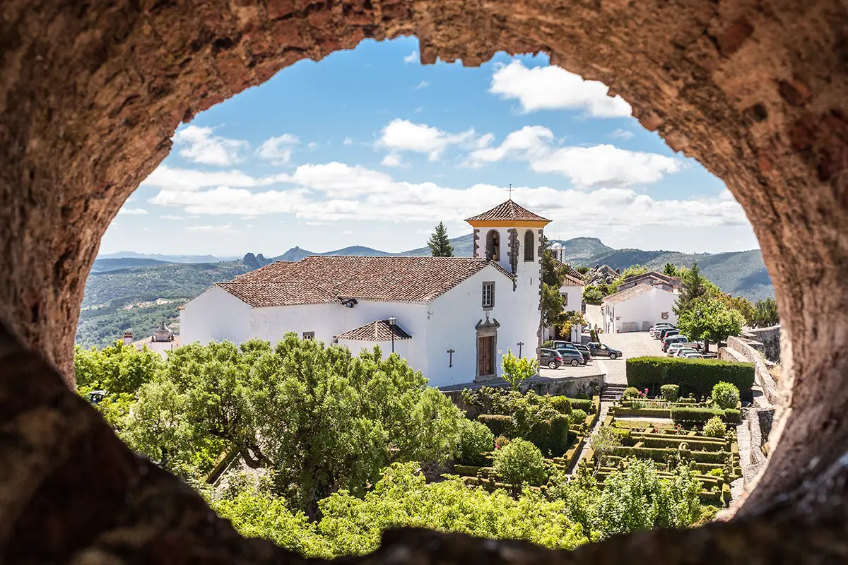 Peeking at a church in Alentejo.