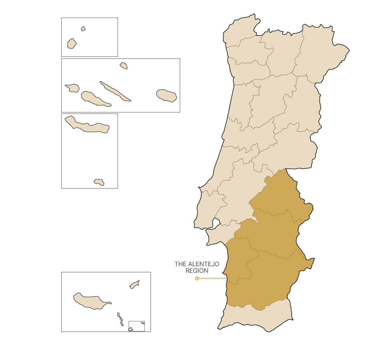 Map of the Alentejo region.