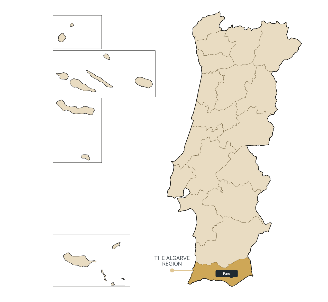 Map of the Algarve region.