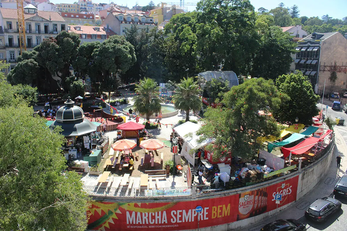 Picture of Praça da Alegria, right by Avenida da Liberdade, in the heart of Lisbon, during Santo António, taken from Portugal Homes' office.