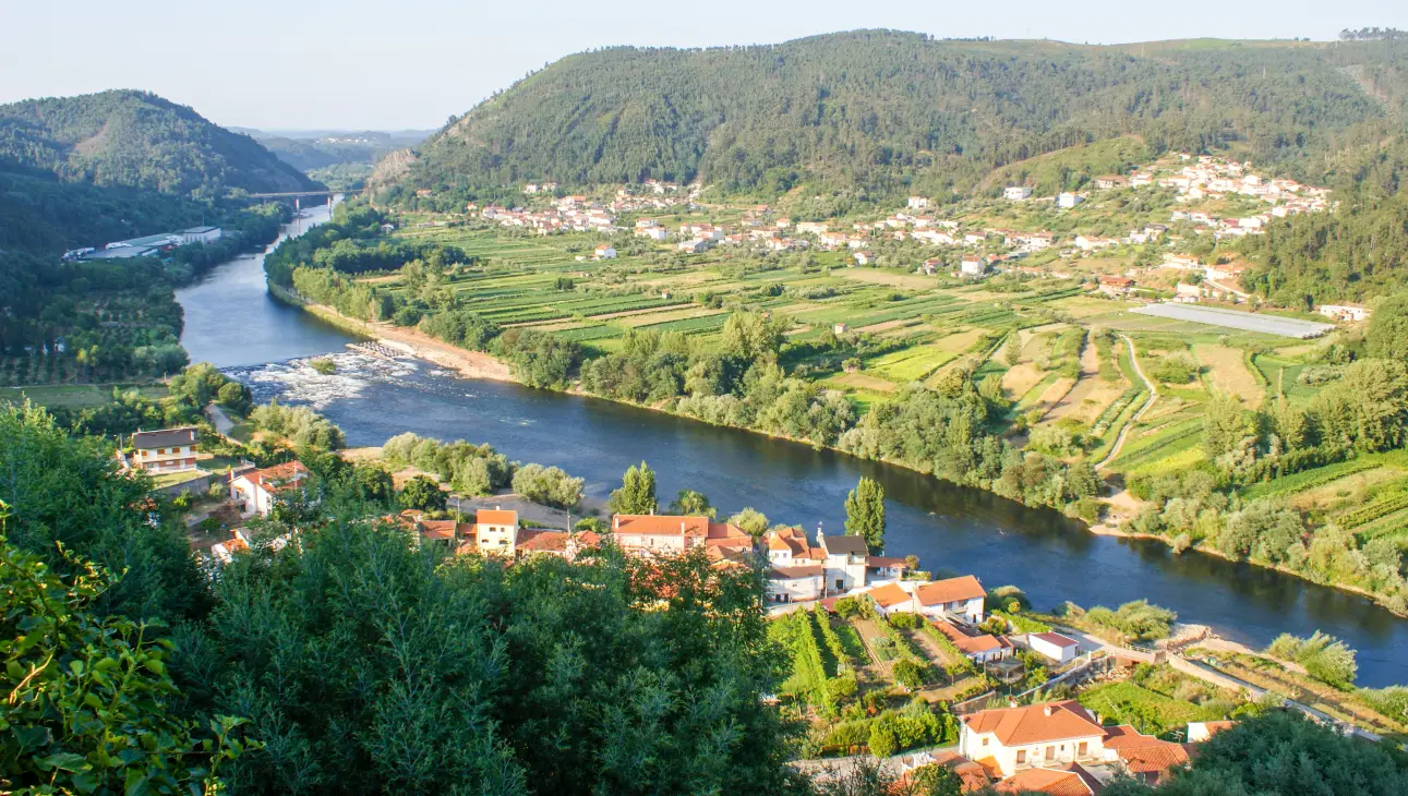 Skyline view of Penacova town, nearby the city of Coimbra.