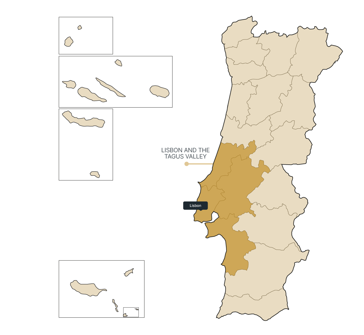 Map of Lisbon and the Tagus Valley region.