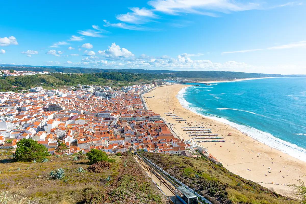 Nazaré is a lovely beach town known mostly for its huge waves.