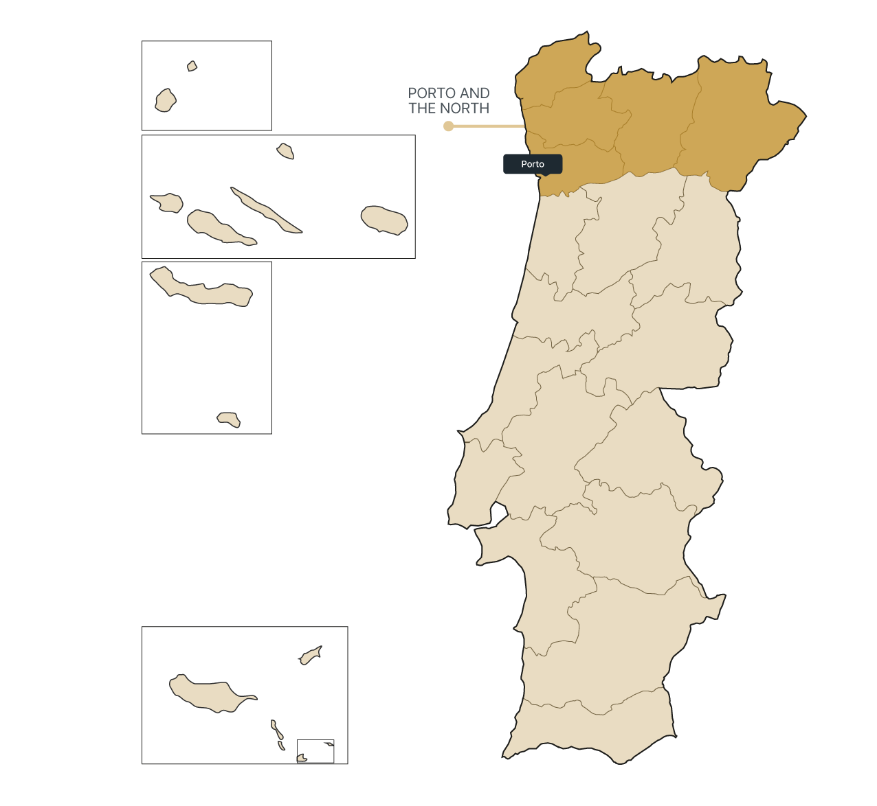 Map of Porto and the North region.