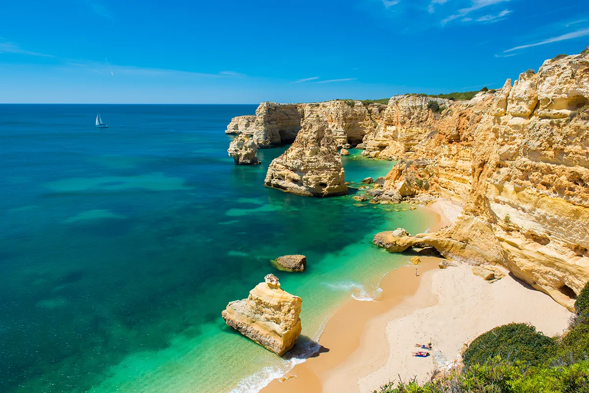 Stunning sky view from a beach in the Algarve, Portugal's southern, sunniest region.