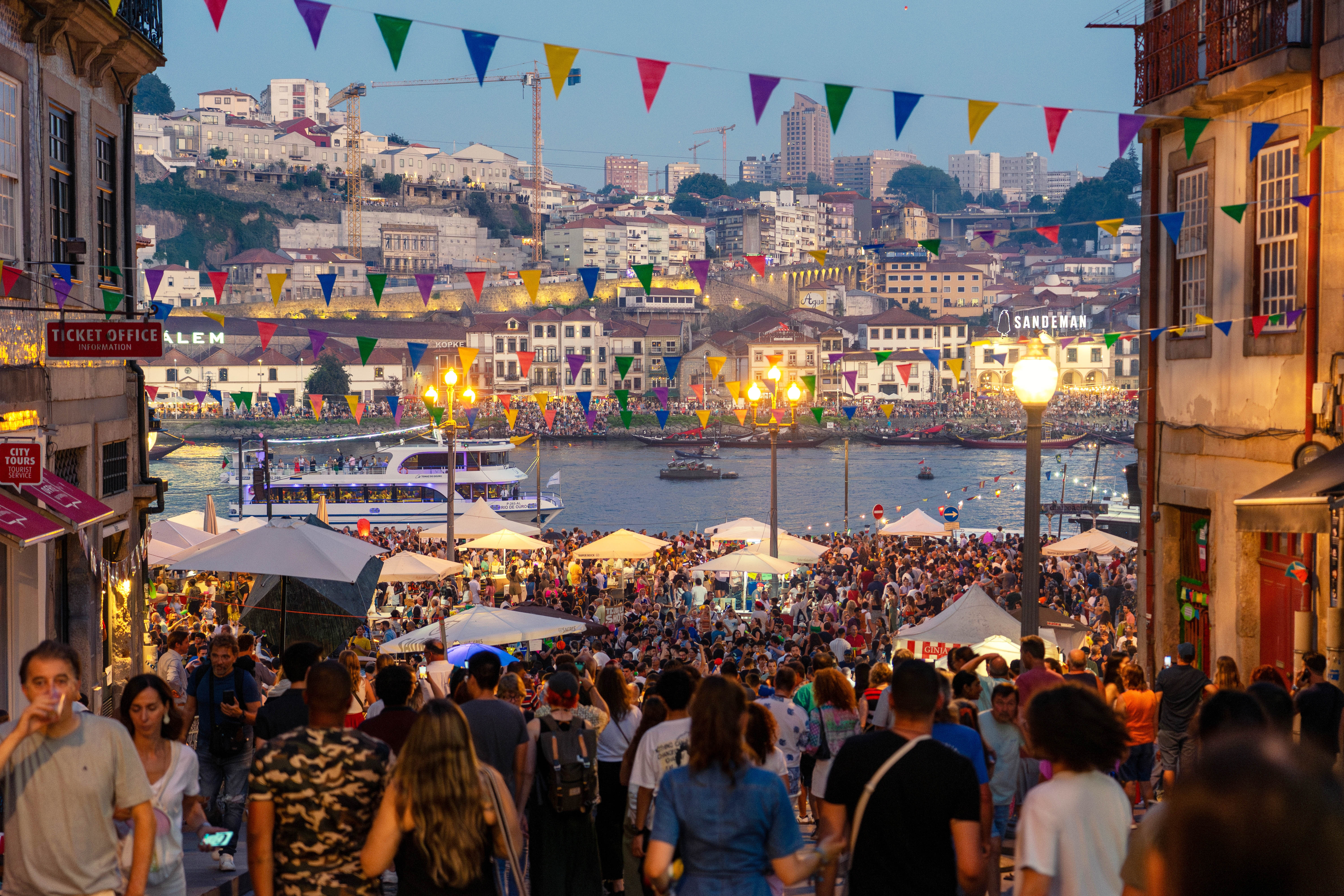 Picture of Porto's riverside during the São João festivities.