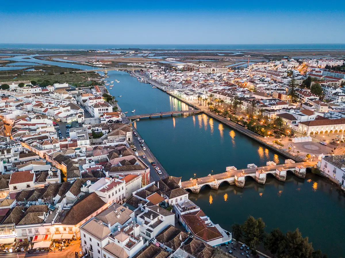 Scenic view of Tavira, yet another of the Algarve's lovely beach towns.